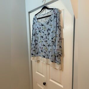Talbots Plus Size 3X Butterfly Print Layered Top | Flawed